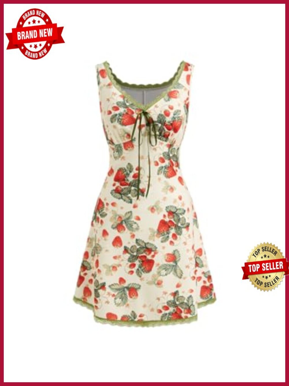 Floral Print Lace Trim V Neck Sleeveless A-Line Mini Sun Dress Summer